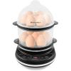Elite Gourmet EGC314CB Digital Easy Egg Cooker Food Steamer, Poacher, Omelet, Soft, Medium, Hard-Boiled Egg with 6 Programmed Preset Functions, 2-Tiers, Measuring Cup, 14 egg capacity, Black(Black)