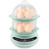 Elite Gourmet EGC314CB Digital Easy Egg Cooker Food Steamer, Poacher, Omelet, Soft, Medium, Hard-Boiled Egg with 6 Programmed Preset Functions, 2-Tiers, Measuring Cup, 14 egg capacity, Black(Mint)