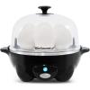 Elite Gourmet EGC855SS Easy Egg Cooker, 7-Egg Capacity, Soft, Medium, Hard-Boiled, Omelets, Poached Eggs, Plays Melody when Done, Auto Shut-Off, Measuring Cup, Stainless Steel(Black)