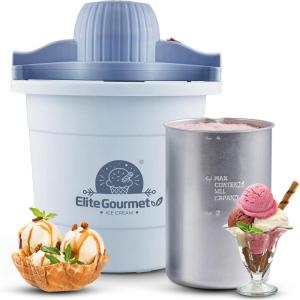 Americana by Elite Pint Perfect™ EIM1205DB Ice Cream Maker, 2 x 1 Pint Capacity Dual Freezing Mugs, Frozen Yogurt, Sorbet, Gelato, Recipes, Periwinkle(4 Quart)