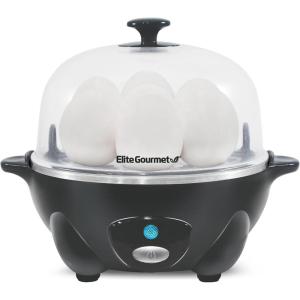 Elite Gourmet Easy Electric 7 Egg Capacity Cooker, Poacher, Omelet Maker, Scrambled, Soft, Medium, Hard Boiled with Auto Shut-Off and Buzzer, BPA Free(Dark Grey)