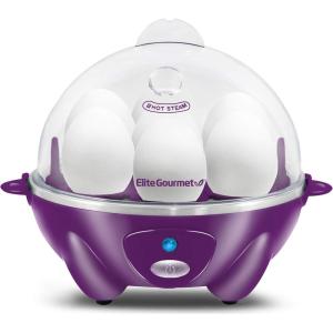 Elite Gourmet Easy Electric 7 Egg Capacity Cooker, Poacher, Omelet Maker, Scrambled, Soft, Medium, Hard Boiled with Auto Shut-Off and Buzzer, BPA Free(Purple)