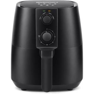 Elite Gourmet Glass Air Fryer, 2.4 Qt Compact Size for 1–2 People, PFAS-Free Ceramic & Glass Basket, Visible Cooking, Adjustable Temp 175–400°F, 1150W, Black(4 Quart)