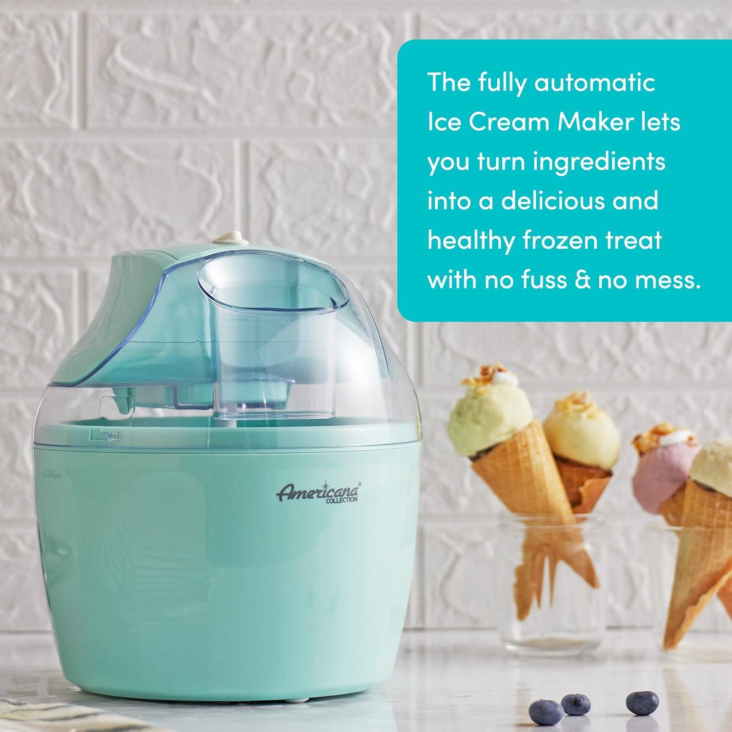 imageAmericana Collection Elite EIM1432M 15 Quart Automatic Easy Homemade Electric Ice Cream Maker Frozen Yogurt Sorbet Gelato Treat with Recipes Mint15 Quart