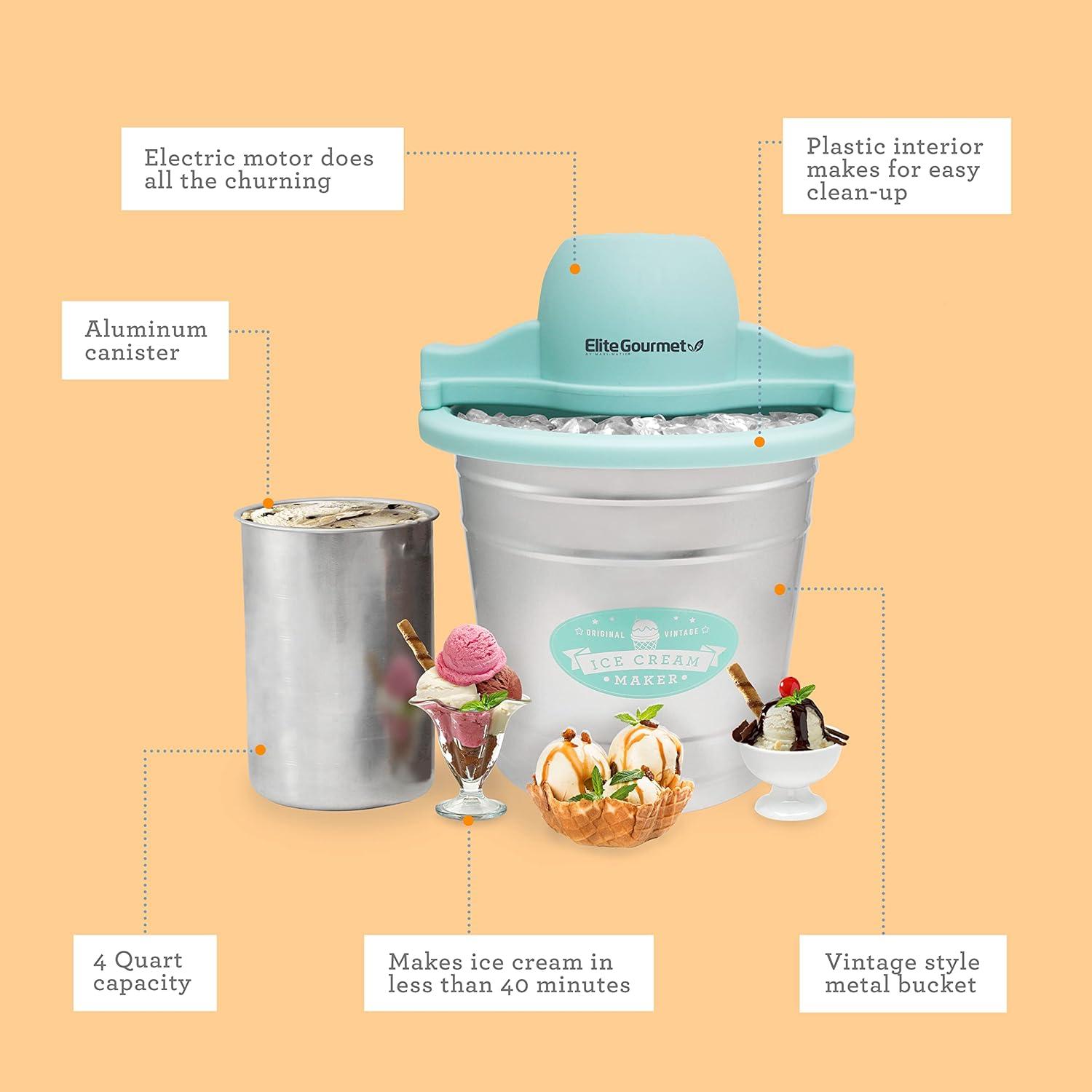 imageAmericana Collection Elite EIM1432M 15 Quart Automatic Easy Homemade Electric Ice Cream Maker Frozen Yogurt Sorbet Gelato Treat with Recipes Mint4 Quart