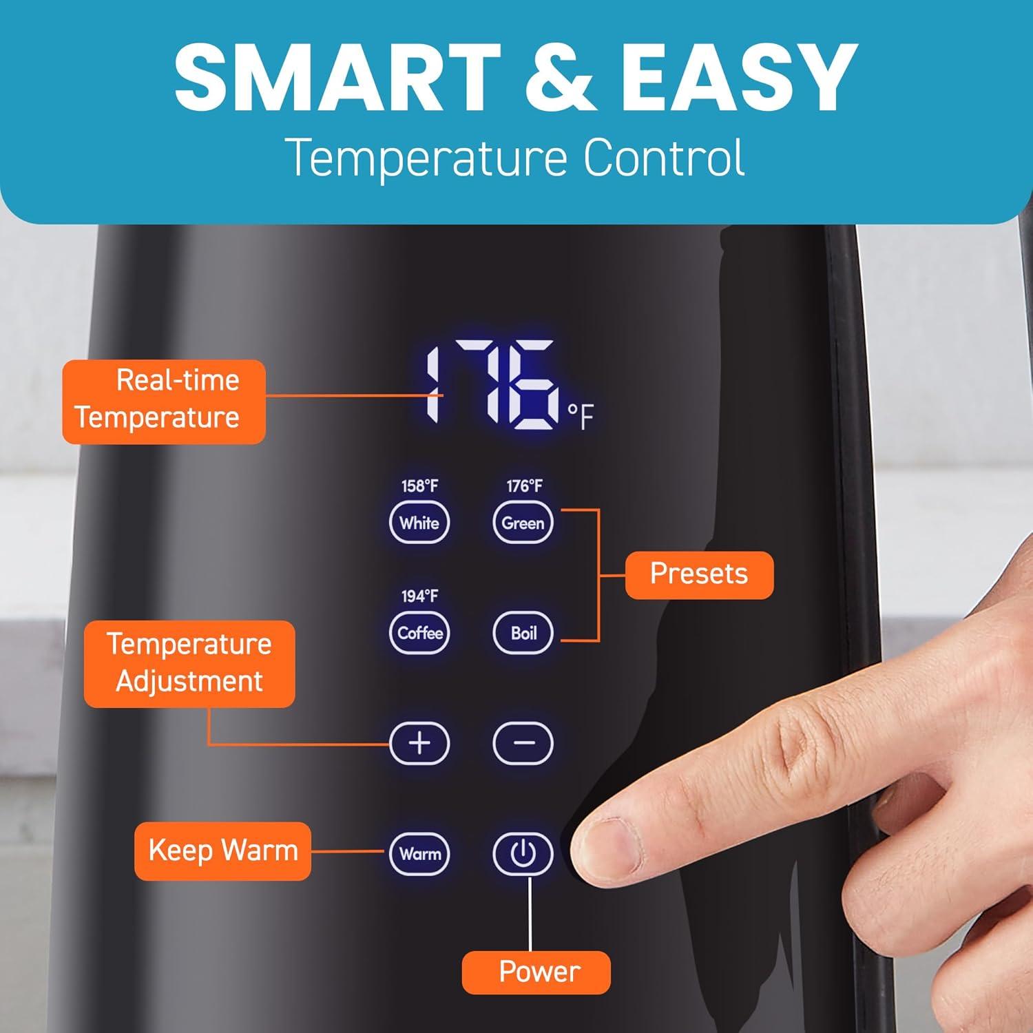 imageElite Gourmet Dual Voltage 120230V Travel Double Wall Insulated CoolTouch 06L Electric Kettle Stainless Steel Interior HingedLocking Lid Auto ShutOff Boil Dry Protection Black19 Quarts