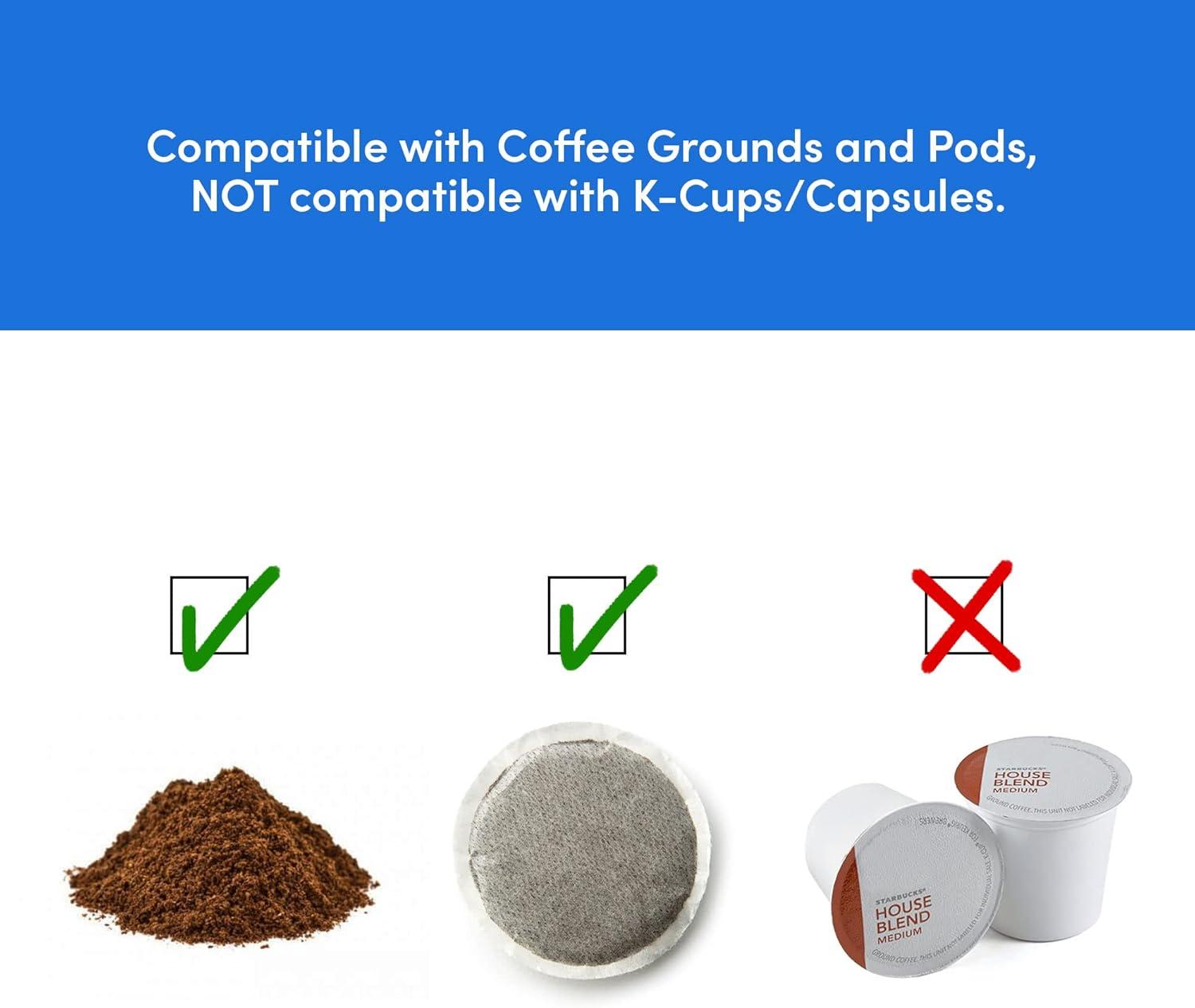 imageElite Gourmet EHC111A Personal SingleServe Compact Coffee Maker Brewer Includes 14Oz Stainless Steel Interior Thermal Travel Mug Compatible with Coffee Grounds Reusable Filter BlackBlack