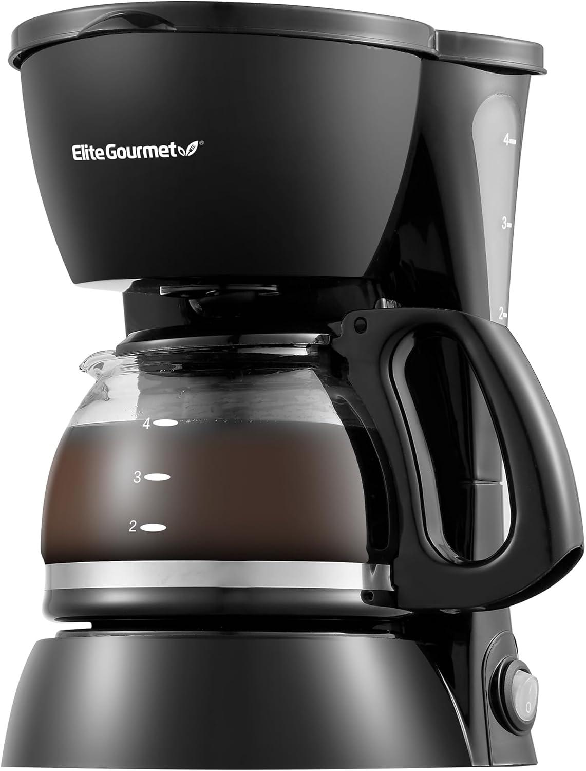 imageElite Gourmet EHC9420 Automatic 5Cup Brew amp Drip Coffee Maker with Pause N Serve Reusable Filter OnOff Switch Water Level IndicatorBlack