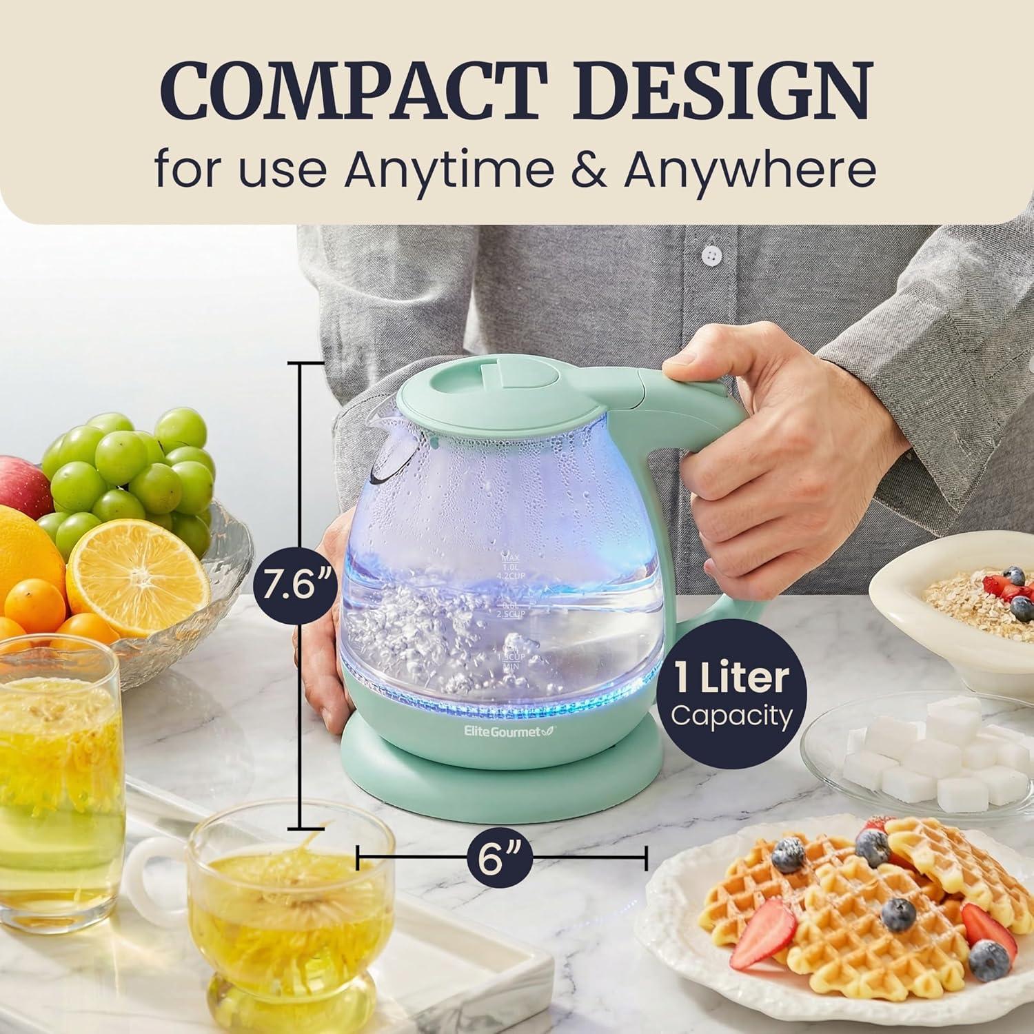 imageElite Gourmet EKT1821 18L Double Wall Insulated CoolTouch 1500W Kettle wStainless Steel Interior amp Lid 360 Swivel Base for Cord Free Serving Power On Lever Auto ShutOff Boil Dry Black11 Quarts