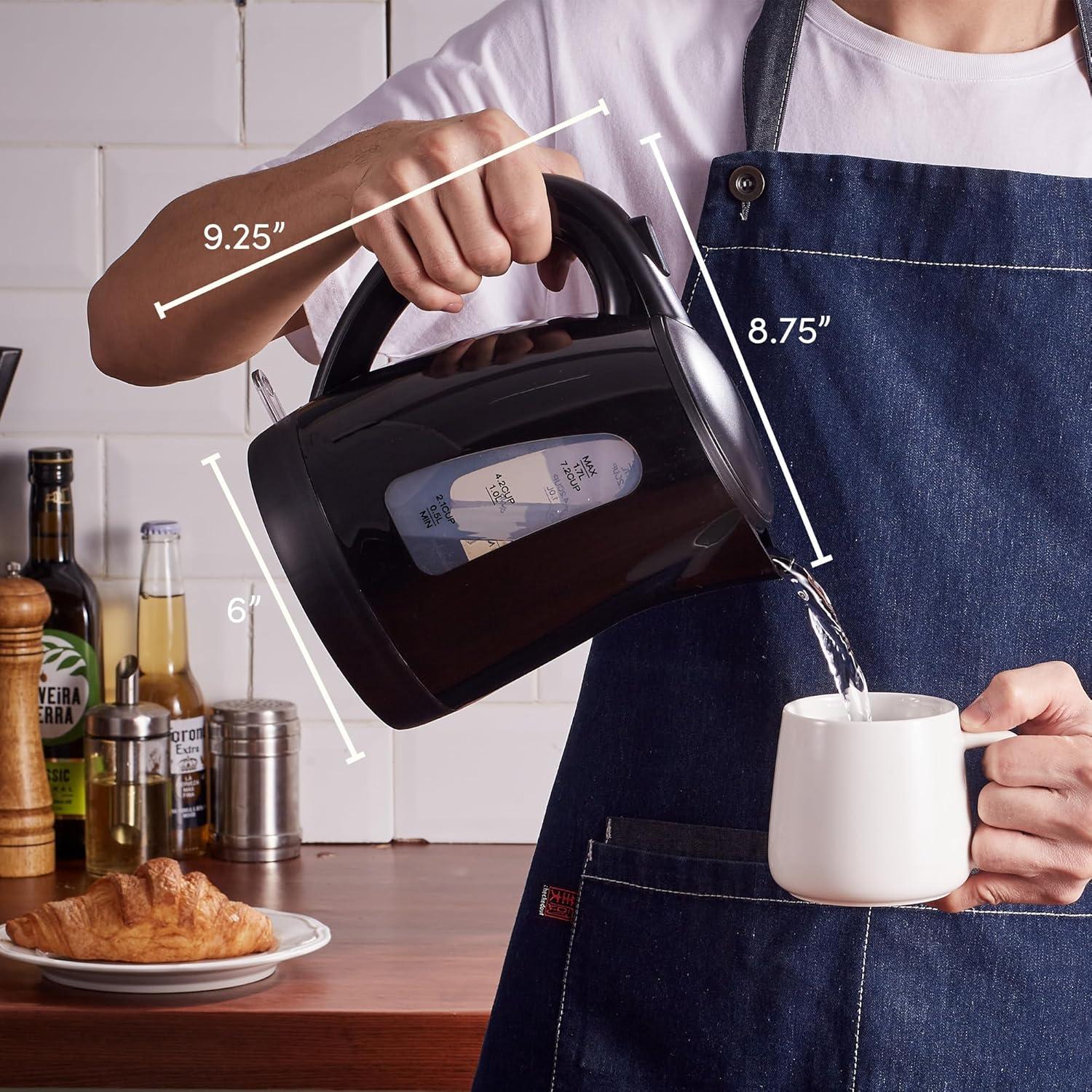 imageElite Gourmet EKT8690 17L Electric Tea Kettle 1500W Hot Water Heater Boiler BPAFree Fast Boil Water Level Window and Auto ShutOff BlackBlack