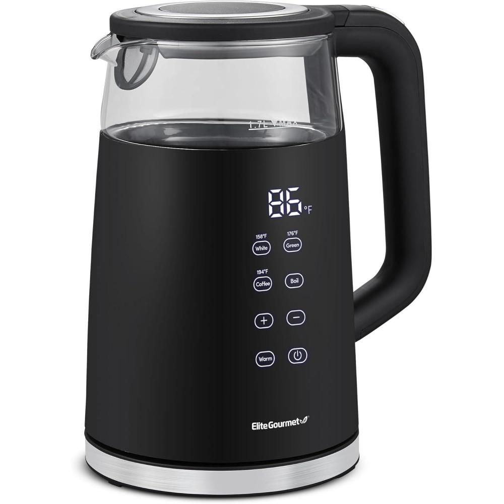 imageElite Gourmet Dual Voltage 120230V Travel Double Wall Insulated CoolTouch 06L Electric Kettle Stainless Steel Interior HingedLocking Lid Auto ShutOff Boil Dry Protection Black19 Quarts