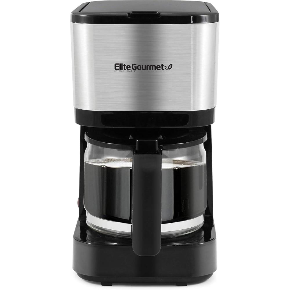 imageElite Gourmet EHC9420 Automatic 5Cup Brew amp Drip Coffee Maker with Pause N Serve Reusable Filter OnOff Switch Water Level IndicatorStainless Steel