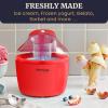 Americana EIM-1400R 1.5 Qt Freezer Bowl Automatic Easy Homemade Electric Ice Cream Maker, Ingredient Chute, On/Off Switch, No Salt Needed, Creamy Ice Cream, Gelato, Frozen Yogurt, Sorbet, Recipe Book(Red)