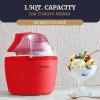 Americana EIM-1400R 1.5 Qt Freezer Bowl Automatic Easy Homemade Electric Ice Cream Maker, Ingredient Chute, On/Off Switch, No Salt Needed, Creamy Ice Cream, Gelato, Frozen Yogurt, Sorbet, Recipe Book(Red)