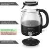 Elite Gourmet 1.2L Electric Glass Kettle, 1200W Fast Boil, Adjustable Temperature Control & Keep Warm, BPA-Free Borosilicate Glass, Auto Shut-Off & Boil-Dry Protection, 360° Cordless Base, Mint(Black)
