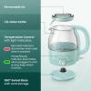 Elite Gourmet 1.2L Electric Glass Kettle, 1200W Fast Boil, Adjustable Temperature Control & Keep Warm, BPA-Free Borosilicate Glass, Auto Shut-Off & Boil-Dry Protection, 360° Cordless Base, Mint(Mint)