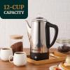Elite Gourmet 6-Cup Electric Coffee Percolator – Stainless Steel, Fast Brewing, Keep Warm with Auto Shut-Off, Clear Brew Progress Knob, Cordless Serving Base, Reusable Filter, 1000W(12-Cup)