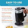 Elite Gourmet Dual Voltage 120-230V, Travel Double Wall Insulated Cool-Touch, 0.6L Electric Kettle Stainless Steel Interior, Hinged-Locking Lid, Auto Shut-Off, Boil Dry Protection, Black(1.9 Quarts)