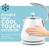 Elite Gourmet Dual Voltage 120-230V, Travel Double Wall Insulated Cool-Touch, 0.6L Electric Kettle Stainless Steel Interior, Hinged-Locking Lid, Auto Shut-Off, Boil Dry Protection, Black(1.4 Quarts)