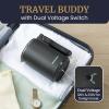 Elite Gourmet Dual Voltage 120-230V, Travel Double Wall Insulated Cool-Touch, 0.6L Electric Kettle Stainless Steel Interior, Hinged-Locking Lid, Auto Shut-Off, Boil Dry Protection, Black(0.6 Quarts)