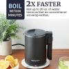 Elite Gourmet Dual Voltage 120-230V, Travel Double Wall Insulated Cool-Touch, 0.6L Electric Kettle Stainless Steel Interior, Hinged-Locking Lid, Auto Shut-Off, Boil Dry Protection, Black(0.6 Quarts)