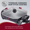 Elite Gourmet EG3033 12″x12″x2.35” Healthy Ceramic with Titanium Coated Scratch Resistant Electric Skillet, Dishwasher Safe, Rapid Heat Up, 1200W, Dark Grey, 6 Quart