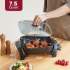Elite Gourmet EG6201 Extra Deep 12″x12″x3.2″ (7.5Qt.) Scratch Resistant Dishwasher Safe, Non-stick Electric Skillet with Glass Vented Lid, Adjustable Temperature, Black(12″ x 12″ (7.5 Qt))