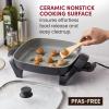 Elite Gourmet EG6201 Extra Deep 12″x12″x3.2″ (7.5Qt.) Scratch Resistant Dishwasher Safe, Non-stick Electric Skillet with Glass Vented Lid, Adjustable Temperature, Black(12″ x 12″ (6 Qt))