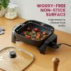 Elite Gourmet EG6201 Extra Deep 12″x12″x3.2″ (7.5Qt.) Scratch Resistant Dishwasher Safe, Non-stick Electric Skillet with Glass Vented Lid, Adjustable Temperature, Black(12″ x 12″ (7.5 Qt))