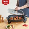 Elite Gourmet EG6203 Extra Deep 16″x13″x3.2″ (10.5Qt.) Scratch Resistant, Easy Pour Spout, Dishwasher Safe, Non-stick Electric Skillet with Vented Glass Lid, Adjustable Temperature, Black(10.5Qt)