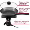Elite Gourmet EG6207 Scratch Resistant 10.5-inch (2Qt) Fry Pan, Easy-Pour Spout Dishwasher Safe, Non-stick Electric Skillet with Glass Vented Lid, Adjustable Temperature, Black(10.5″)