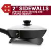 Elite Gourmet EG6207 Scratch Resistant 10.5-inch (2Qt) Fry Pan, Easy-Pour Spout Dishwasher Safe, Non-stick Electric Skillet with Glass Vented Lid, Adjustable Temperature, Black(10.5″)