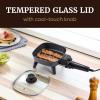 Elite Gourmet EGL-6101 Personal Stir Fry Griddle Pan, Rapid Heat Up, 650 Watts Non-stick Electric Skillet with Tempered Glass Lid, Red(7″)