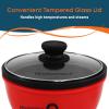 Elite Gourmet EGL-6101 Personal Stir Fry Griddle Pan, Rapid Heat Up, 650 Watts Non-stick Electric Skillet with Tempered Glass Lid, Red(8.5″)