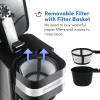Elite Gourmet EHC111A Personal Single-Serve Compact Coffee Maker Brewer Includes 14Oz. Stainless Steel Interior Thermal Travel Mug, Compatible with Coffee Grounds, Reusable Filter, Black(Black)