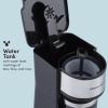 Elite Gourmet EHC111A Personal Single-Serve Compact Coffee Maker Brewer Includes 14Oz. Stainless Steel Interior Thermal Travel Mug, Compatible with Coffee Grounds, Reusable Filter, Black(Stainless Steel)