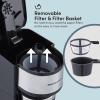 Elite Gourmet EHC113 Personal Single-Serve Compact Coffee Maker Brewer Includes 14Oz. Stainless Steel Interior Thermal Travel Mug, Compatible with Coffee Grounds, Reusable Filter, Black(Stainless Steel)