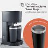Elite Gourmet EHC116 Dual Drip Double Coffee Maker Brewer Includes Two 14 Oz Stainless Steel Interior Thermal Travel Mugs, Compatible with Coffee Grounds, Reusable Filter, Black(28 ounce)
