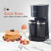 Elite Gourmet EHC116 Dual Drip Double Coffee Maker Brewer Includes Two 14 Oz Stainless Steel Interior Thermal Travel Mugs, Compatible with Coffee Grounds, Reusable Filter, Black(28 ounce)