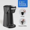 Elite Gourmet EHC116 Dual Drip Double Coffee Maker Brewer Includes Two 14 Oz Stainless Steel Interior Thermal Travel Mugs, Compatible with Coffee Grounds, Reusable Filter, Black(16 ounce)