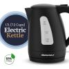 Elite Gourmet EKT1001 Electric 1.0L BPA-Free 1100W Glass Kettle Cordless 360° Base, Stylish Blue LED Interior, Handy Auto Shut-Off Function – Quickly Boil Water For Tea & More, Black(Plastic)