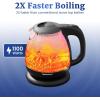 Elite Gourmet EKT1001 Electric 1.0L BPA-Free 1100W Glass Kettle Cordless 360° Base, Stylish Blue LED Interior, Handy Auto Shut-Off Function – Quickly Boil Water For Tea & More, Black(Glass)