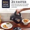 Elite Gourmet EKT1001 Electric 1.0L BPA-Free 1100W Glass Kettle Cordless 360° Base, Stylish Blue LED Interior, Handy Auto Shut-Off Function – Quickly Boil Water For Tea & More, Black(Plastic)