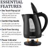 Elite Gourmet EKT1001 Electric 1.0L BPA-Free 1100W Glass Kettle Cordless 360° Base, Stylish Blue LED Interior, Handy Auto Shut-Off Function – Quickly Boil Water For Tea & More, Black(Plastic)