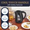 Elite Gourmet EKT1001 Electric 1.0L BPA-Free 1100W Glass Kettle Cordless 360° Base, Stylish Blue LED Interior, Handy Auto Shut-Off Function – Quickly Boil Water For Tea & More, Black(Plastic)
