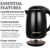 Elite Gourmet EKT1821 1.8L Double Wall Insulated, Cool-Touch 1500W Kettle w/Stainless Steel Interior & Lid, 360° Swivel Base for Cord Free Serving, Power On Lever, Auto Shut-Off, Boil Dry, Black(1.9 Quarts)