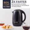 Elite Gourmet EKT1821 1.8L Double Wall Insulated, Cool-Touch 1500W Kettle w/Stainless Steel Interior & Lid, 360° Swivel Base for Cord Free Serving, Power On Lever, Auto Shut-Off, Boil Dry, Black(1.9 Quarts)