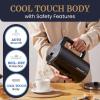Elite Gourmet EKT1821 1.8L Double Wall Insulated, Cool-Touch 1500W Kettle w/Stainless Steel Interior & Lid, 360° Swivel Base for Cord Free Serving, Power On Lever, Auto Shut-Off, Boil Dry, Black(1.8 Quarts)