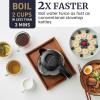 Elite Gourmet EKT-602 Electric BPA-Free Glass Kettle, Cordless 360° Base, Stylish Blue LED Interior, Handy Auto Shut-Off Function – Quickly Boil Water For Tea & More(Black)