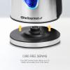 Elite Gourmet EKT-602 Electric BPA-Free Glass Kettle, Cordless 360° Base, Stylish Blue LED Interior, Handy Auto Shut-Off Function – Quickly Boil Water For Tea & More(Stainless Steel)